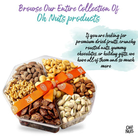 Oh Nuts elegant gift basket packaging with ribbon for gifting