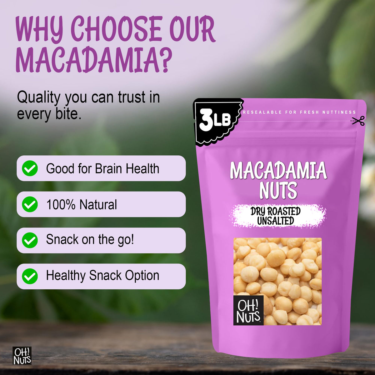 Oh! Nuts Macadamia Nuts oil-free roast close-up
