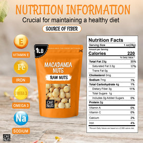 Oh! Nuts unsalted macadamias ready for snacking and baking.