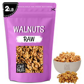 Oh! Nuts Organic Raw Walnuts in a 2lb bulk bag, fresh and unshelled.