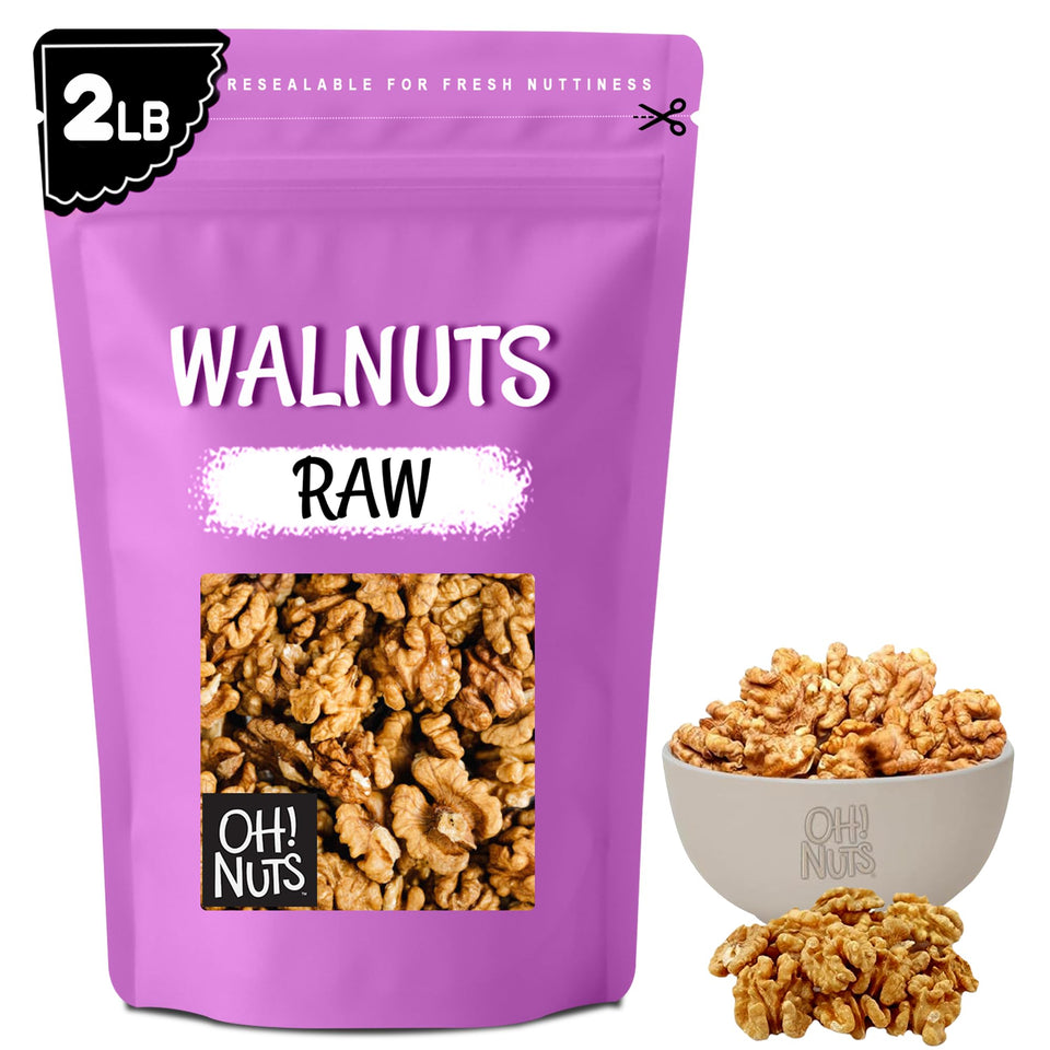 Oh! Nuts Organic Raw Walnuts in a 2lb bulk bag, fresh and unshelled.