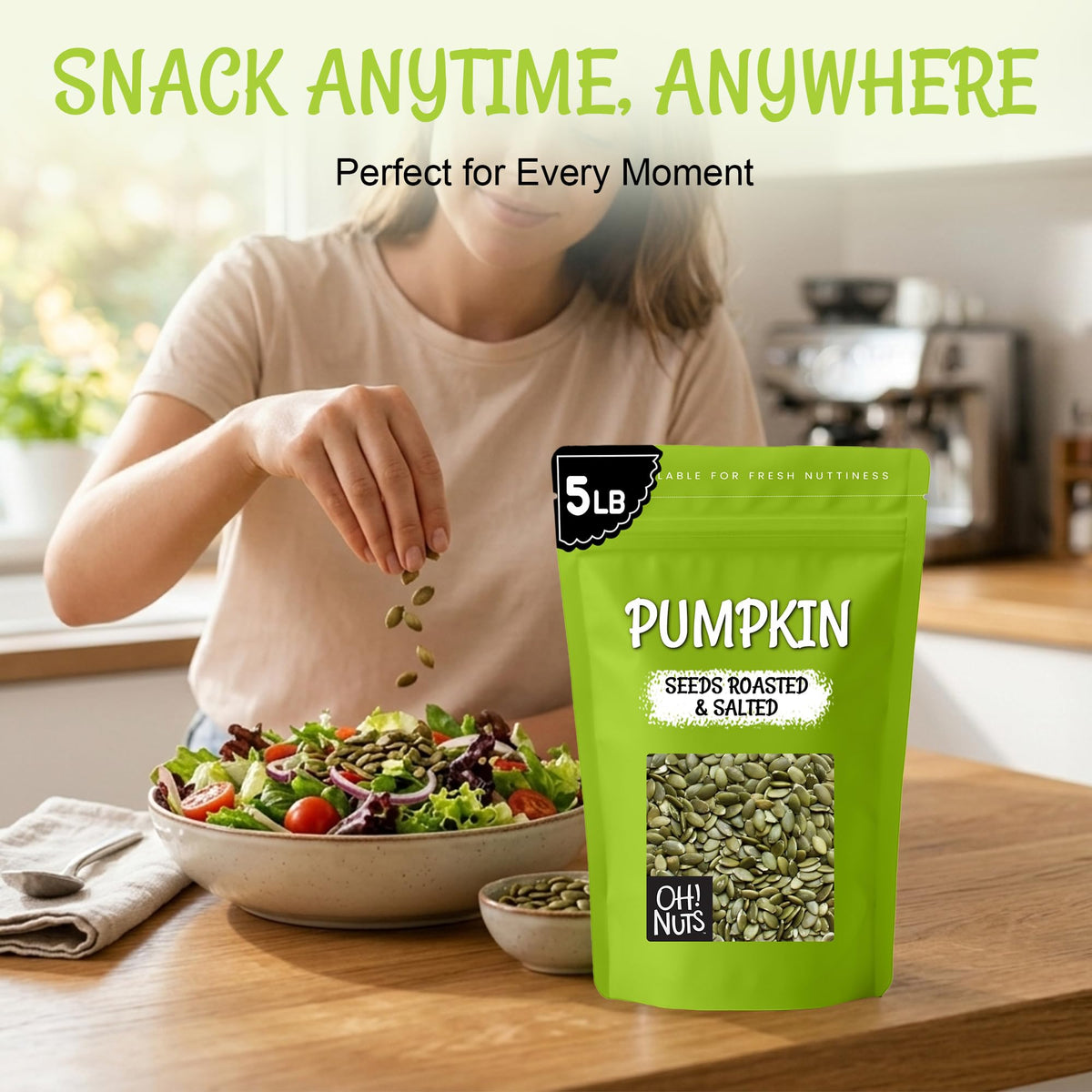 Bulk bag of Oh! Nuts pumpkin seeds added to trail mix