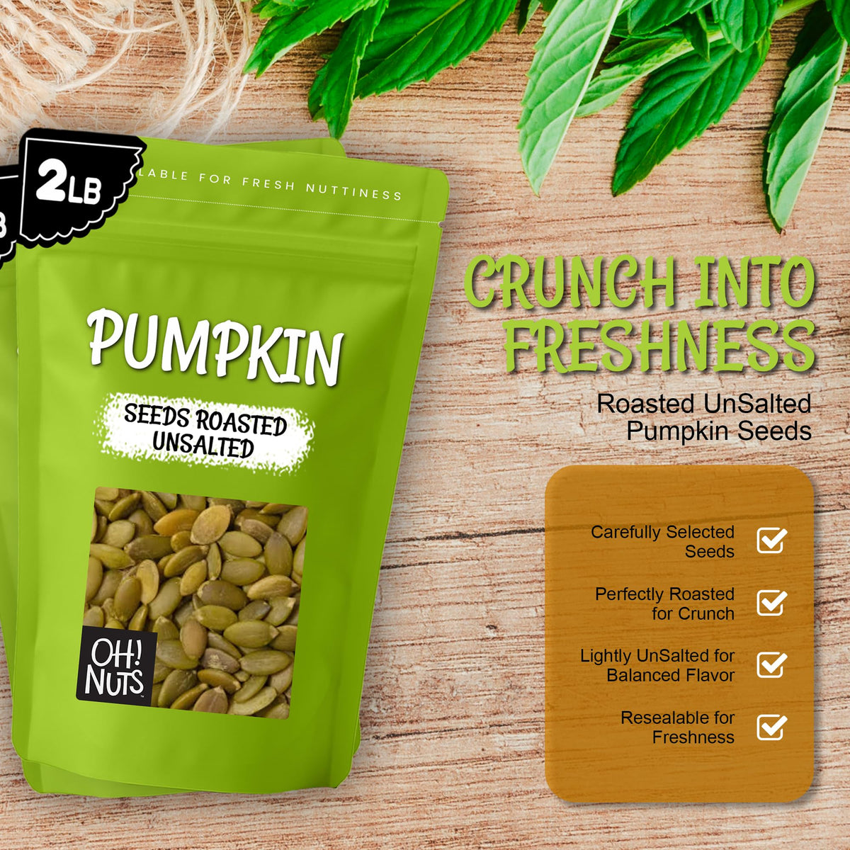 Oh! Nuts pumpkin seeds as a healthy snack option for work or travel.