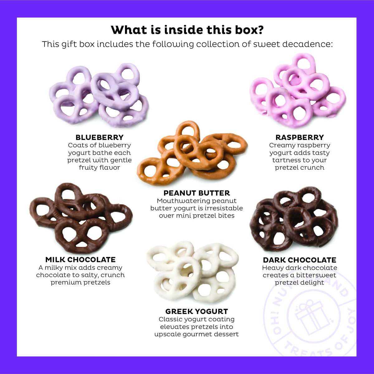 Oh! Nuts vanilla yogurt pretzels blend creaminess with a light sweetness.