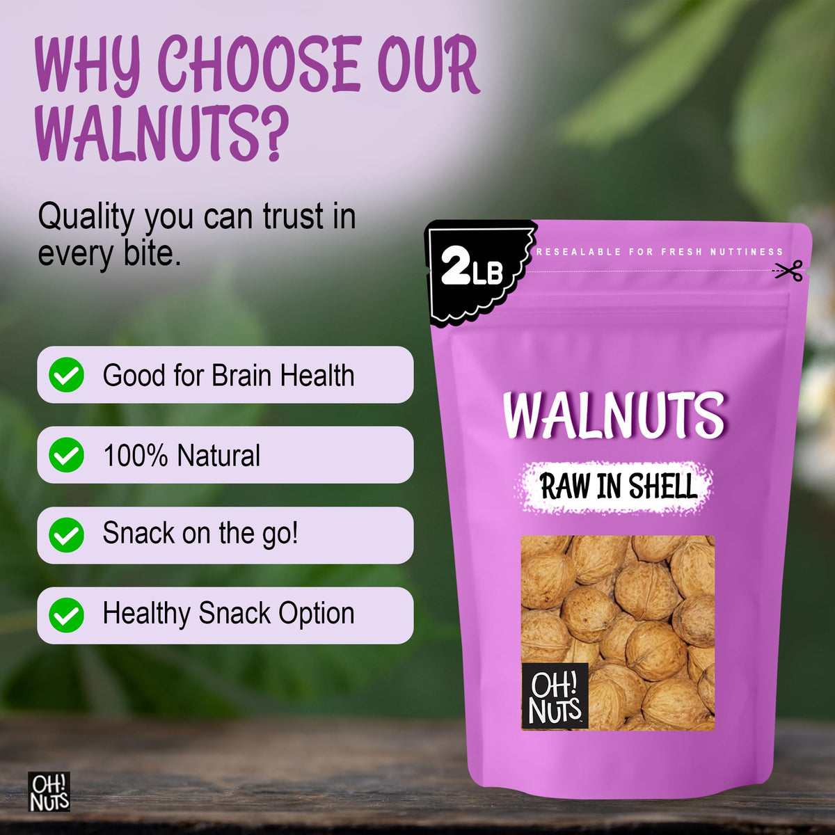 Oh! Nuts Walnuts kosher-pareve — certified Kosher Pareve for diverse diets.