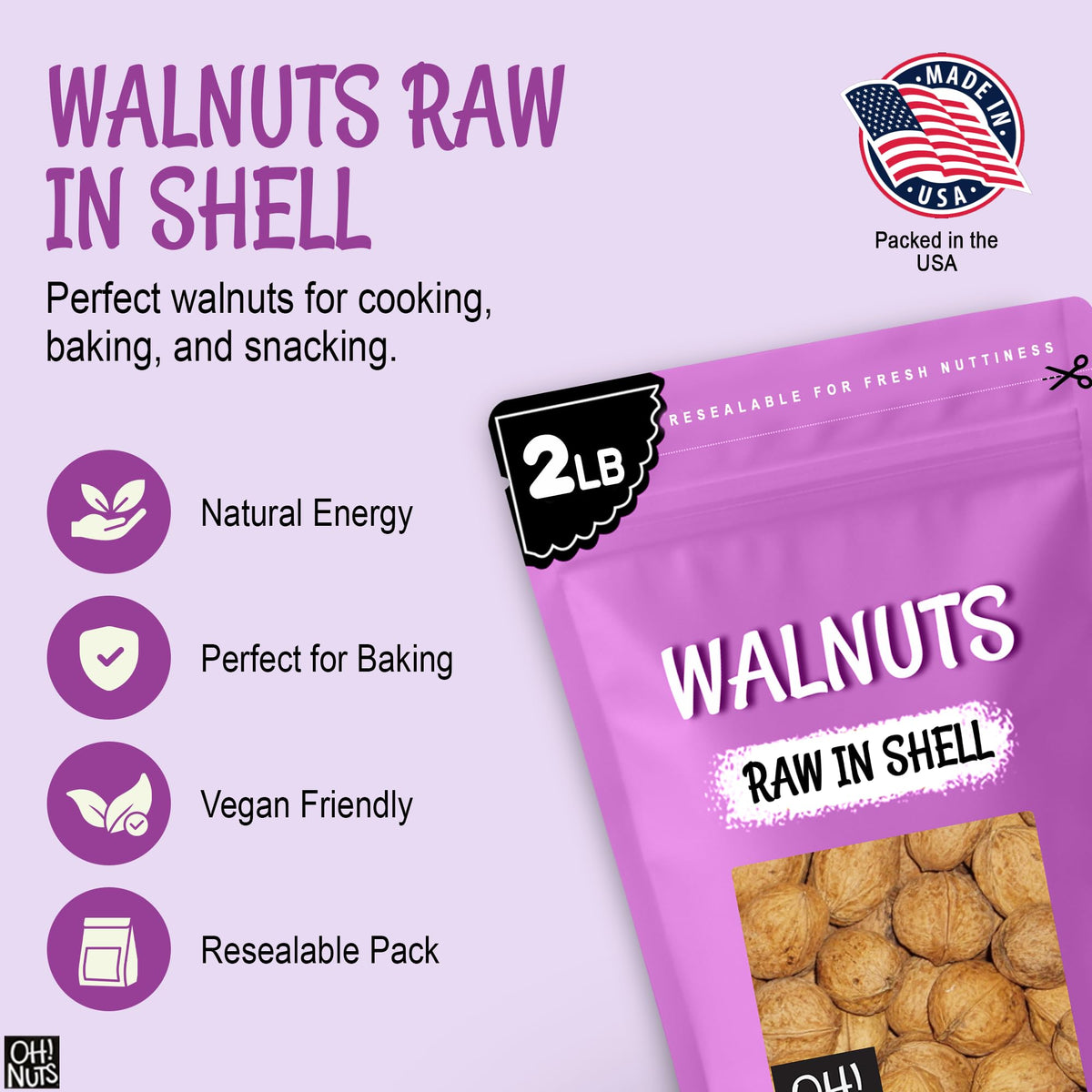 Oh! Nuts Walnuts packaging-new-york-zip-seal — zip-seal bag preserves freshness after opening.