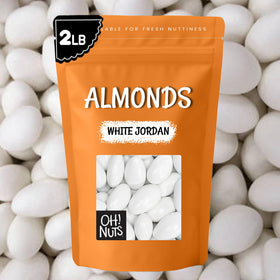 Easter basket idea with Oh! Nuts White Jordan Almonds in bright white shells.
