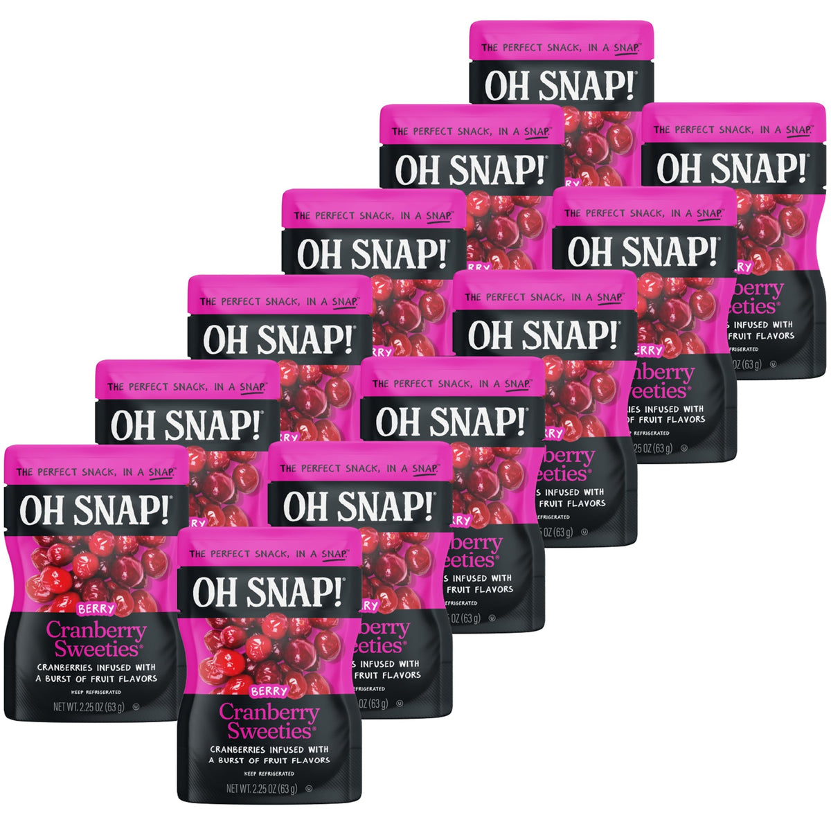 Oh Snap Cranberry Sweeties pack front showing convenient grab-and-go snack