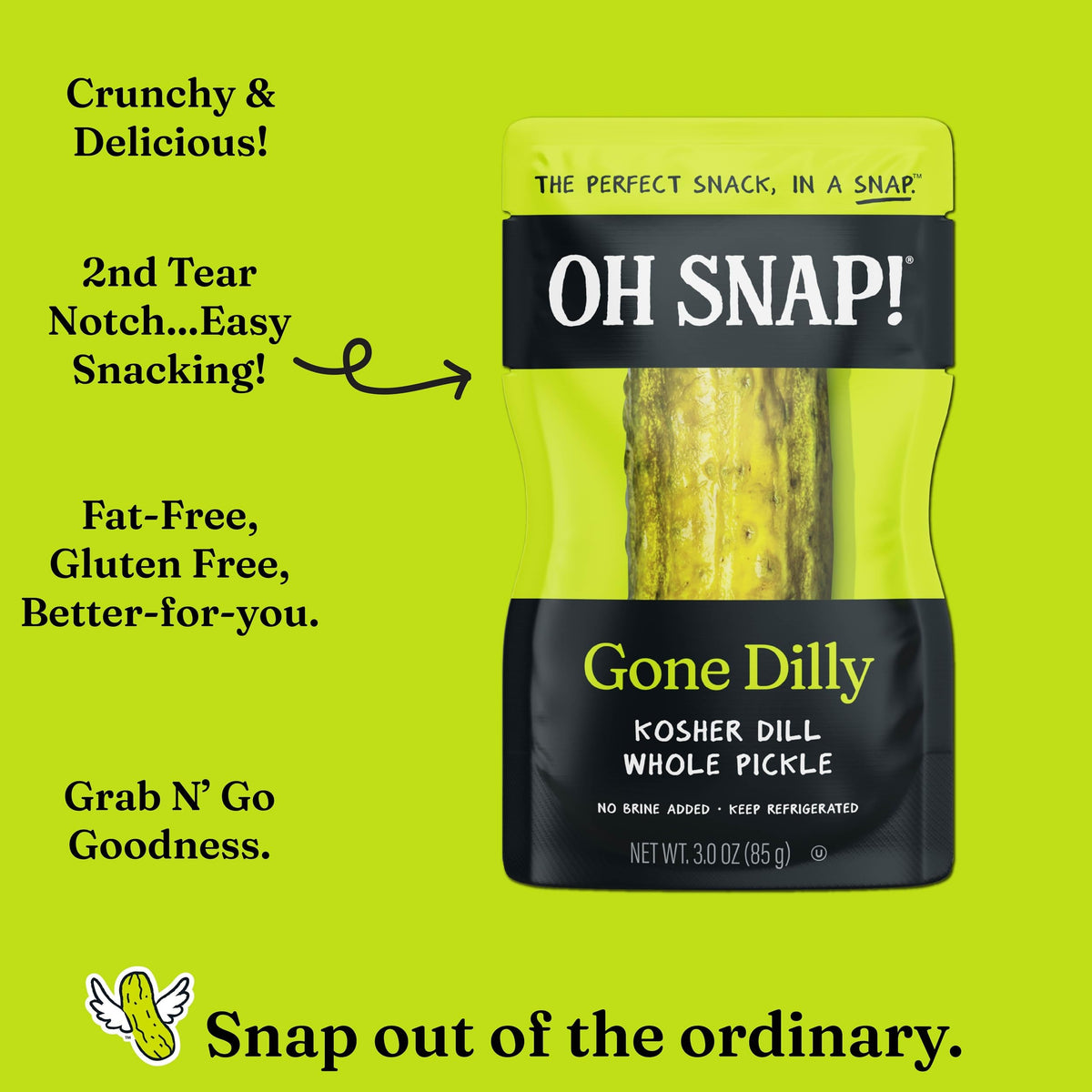 Oh Snap Gone Dilly no-brine pack demonstrates mess-free snacking on the go