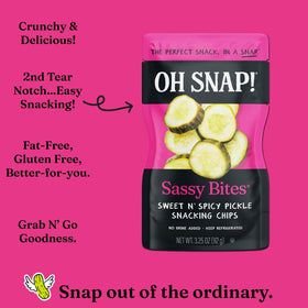 Oh Snap Sassy Bites non-GMO seal close-up communicates quality