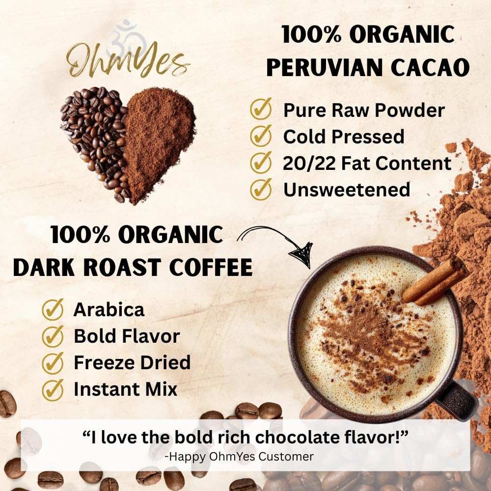 OhmYes Mocha Mushroom Coffee cup features rich chocolate and earthy notes.