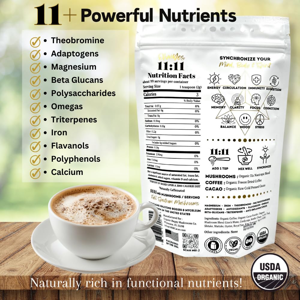 OhmYes Pure cacao powder bag highlights premium cacao for flavor and mood.