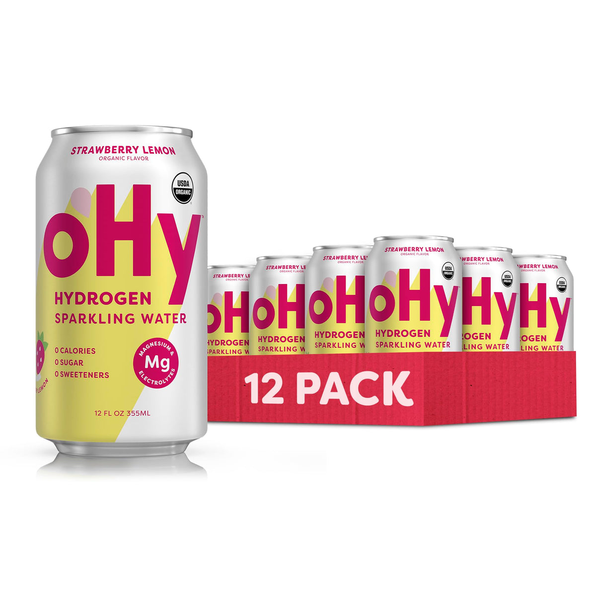 oHy hydrogen sparkling water bottle pour for smooth hydration.