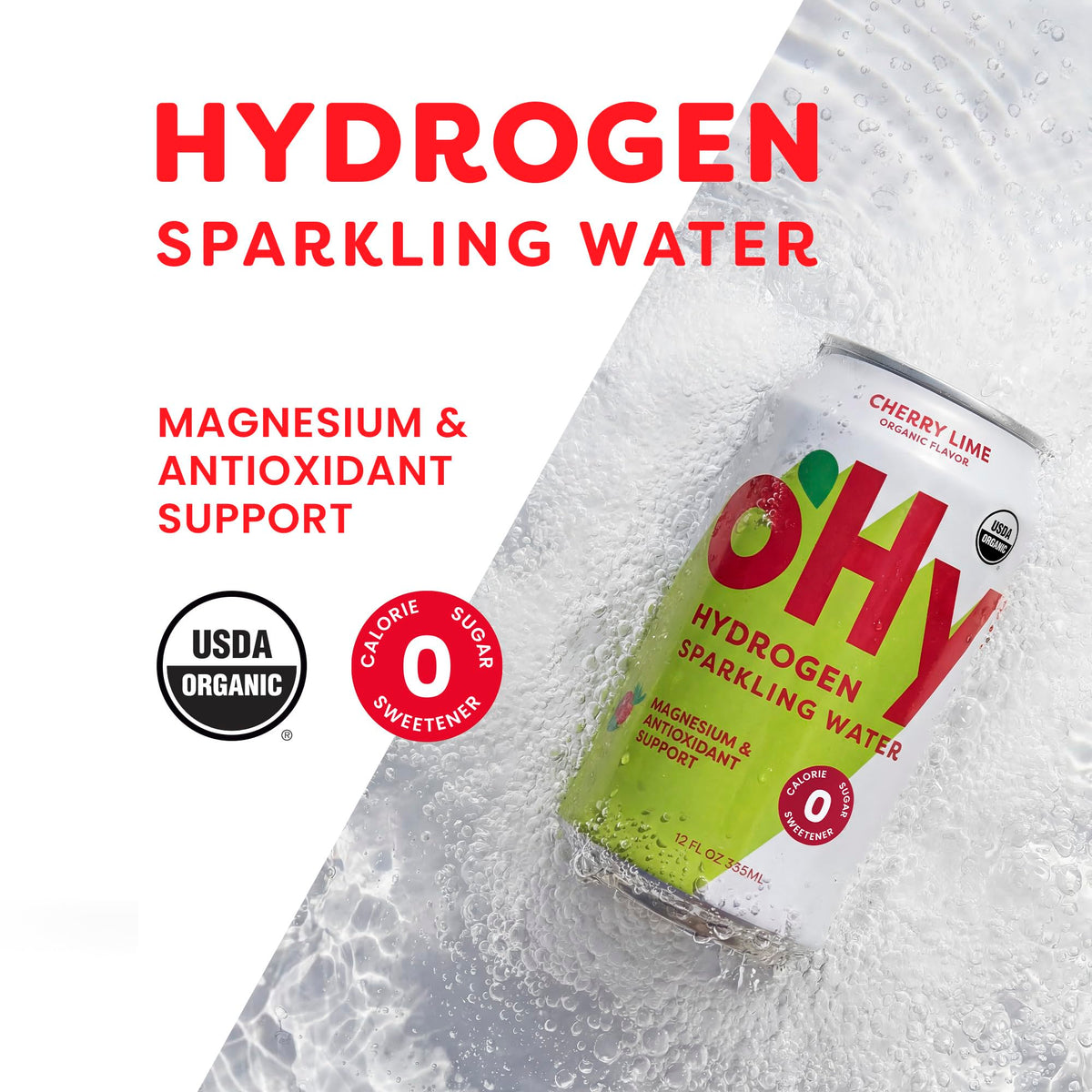 oHy magnesium-infused bubbles close-up showing smooth sip