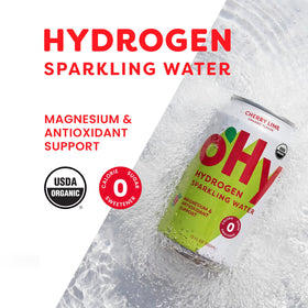 oHy magnesium-infused bubbles close-up showing smooth sip
