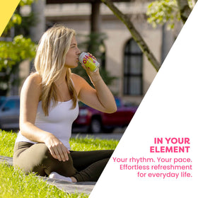 oHy refreshing bubbles in a glass illustrate easy daily hydration.
