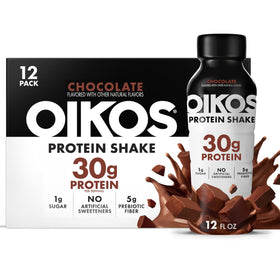 Oikos Chocolate Protein Shake bottle ready for a post-workout snack