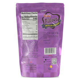 Oishi Pillows Ube Filled Crackers creamy ube filling close-up.