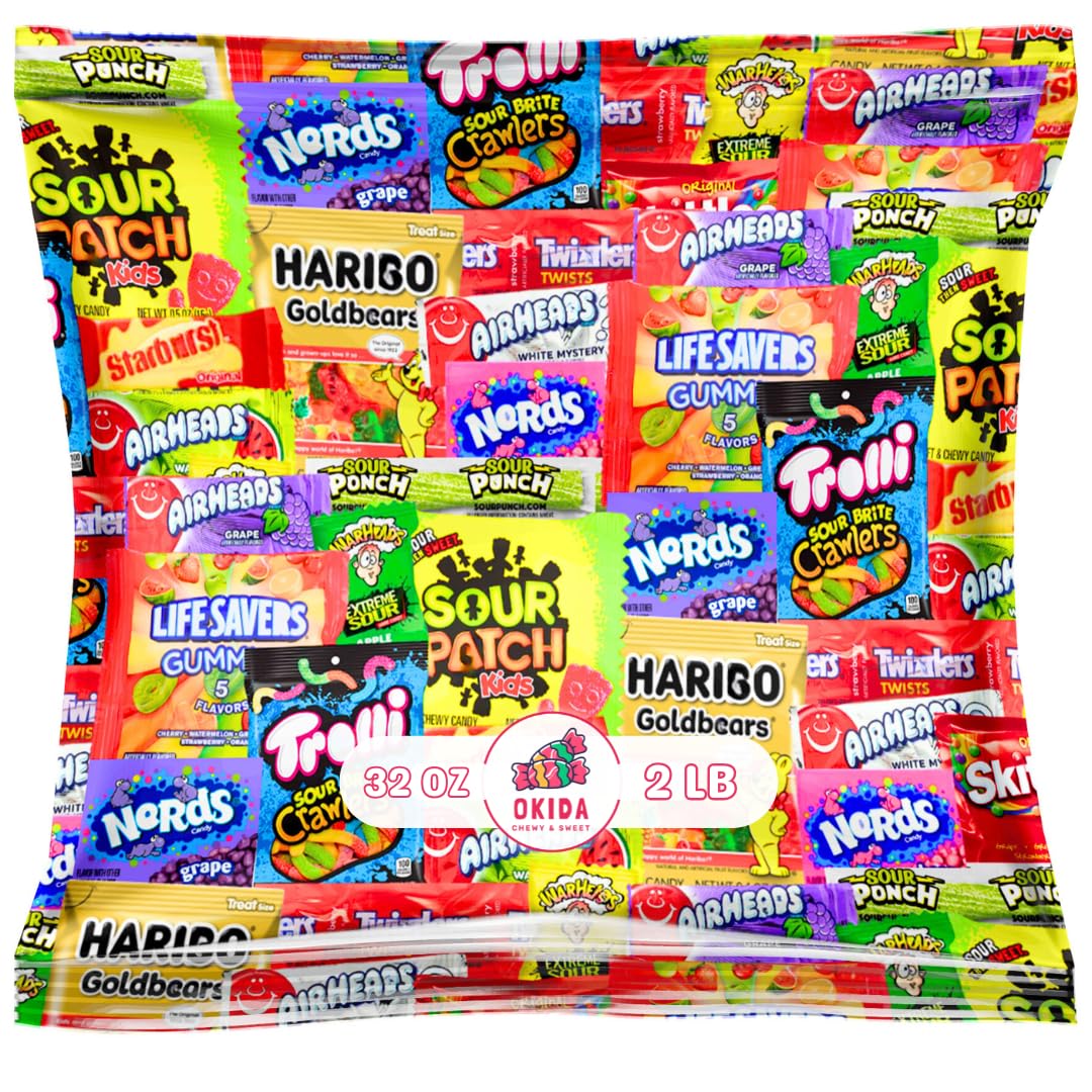 Okida Assorted Candy Variety Pack display with a colorful 32 oz assortment for parties