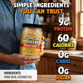 Ol' Uncle Porkers coconut oil fried crumbs for rich coating
