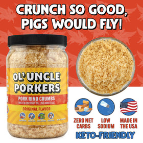 Ol' Uncle Porkers fish sticks with extra crunchy pork rind crust