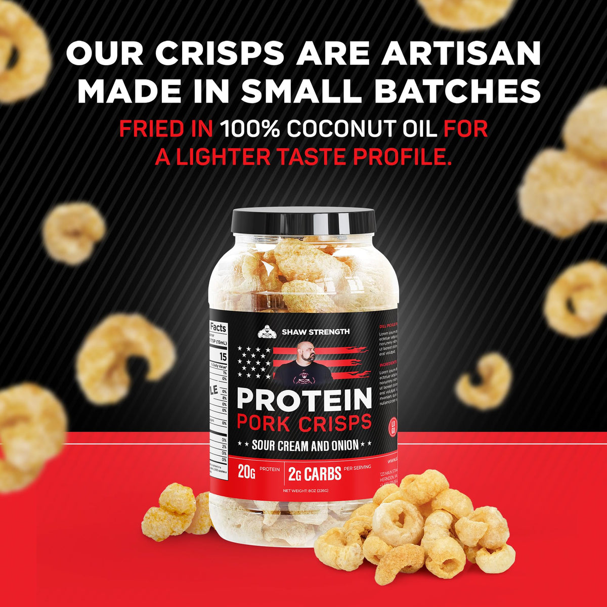 Savory pork rinds with sour cream and onion flavor after workouts or on-the-go.