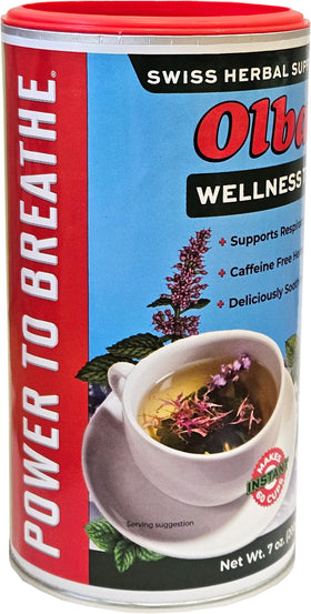 Packaging display of Olbas Herbal Tea emphasizes genuine branding and value.