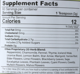 Olbas Herbal Tea Mix packaging, compact package for easy, on-the-go preparation.