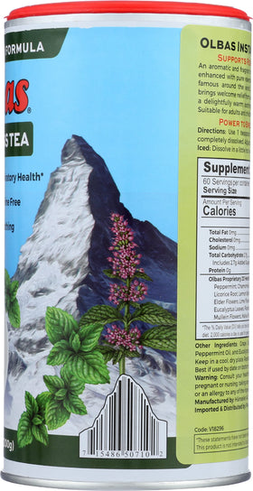 Olbas Herbal Tea Mix pour-infusion setup suggesting easy preparation and consistent flavor.