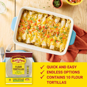 Old El Paso tortillas packaging on shelf, pantry-stable and convenient.