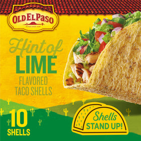 Old El Paso hint of lime shells on counter for quick party tacos.