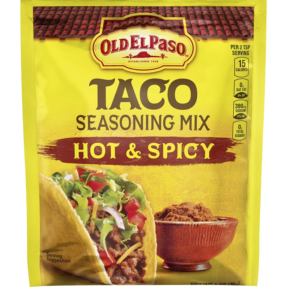 Old El Paso taco seasoning one-ounce packs six, bold flavor for quick meals.