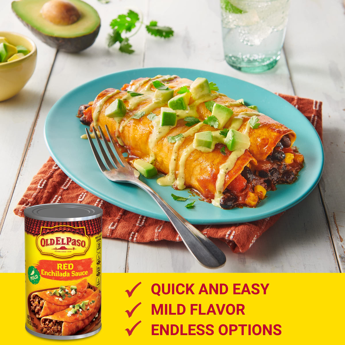 Old El Paso Mild Red Enchilada Sauce on tacos ready in minutes.