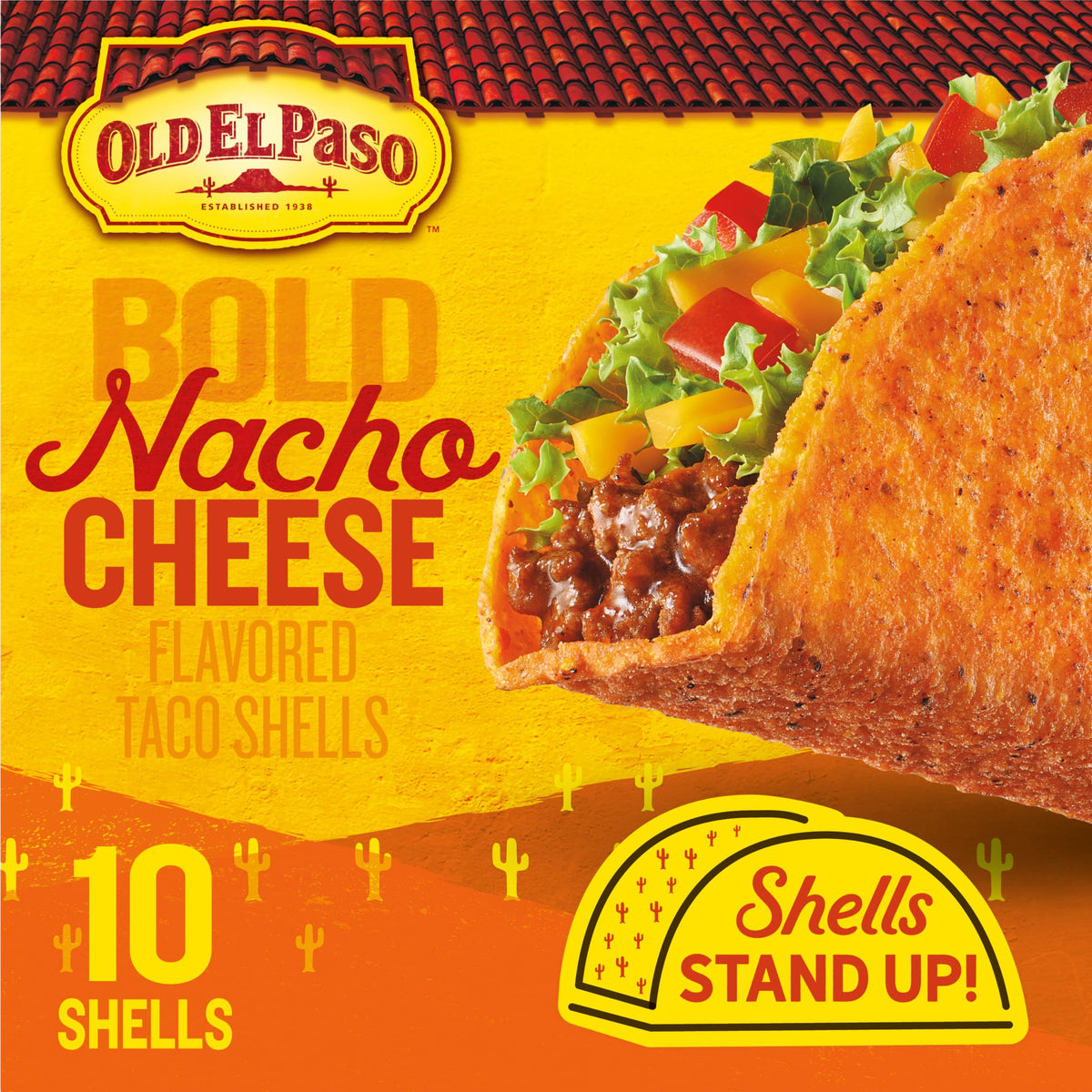 Bold nacho cheese flavor and gluten-free shells shown for convenient meals