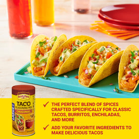 Old El Paso Original seasoning dusting meat to boost flavor for tacos
