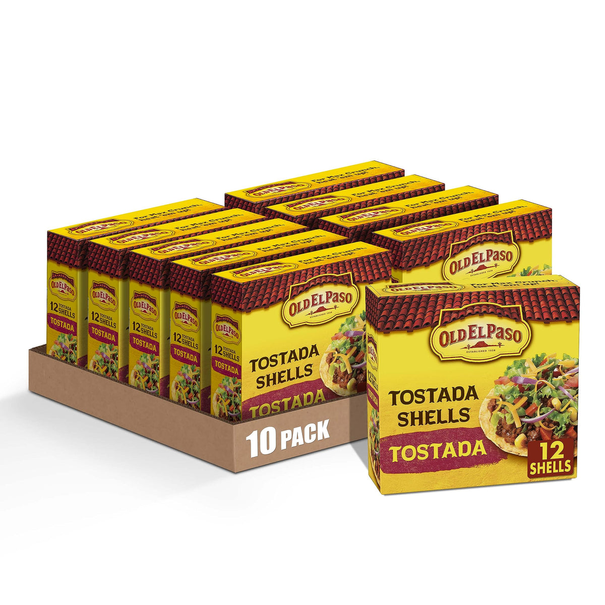 Old El Paso Tostada Shells 12-count pack ready for crunchy taco night.