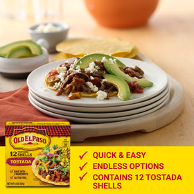 Tostada shells stacked with fillings using Old El Paso for a bold bite.