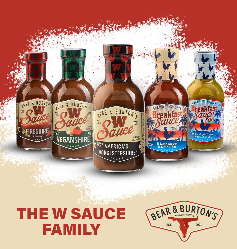 Bear and Burton's W Sauce 3pk front close-up hints creamy texture.