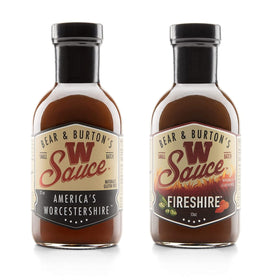 Old Florida Bear & Burton's W Sauce bottle front, ideal for steak marinades.