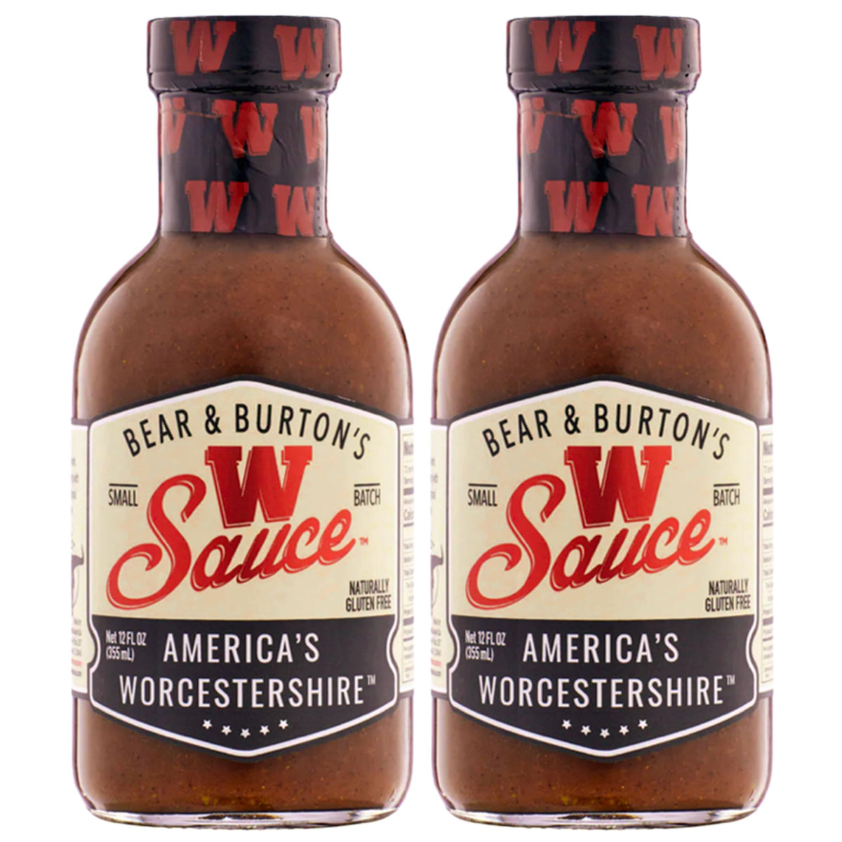 Bear and Burton's W Sauce bottle pour enhances steak night with rich, versatile flavor.