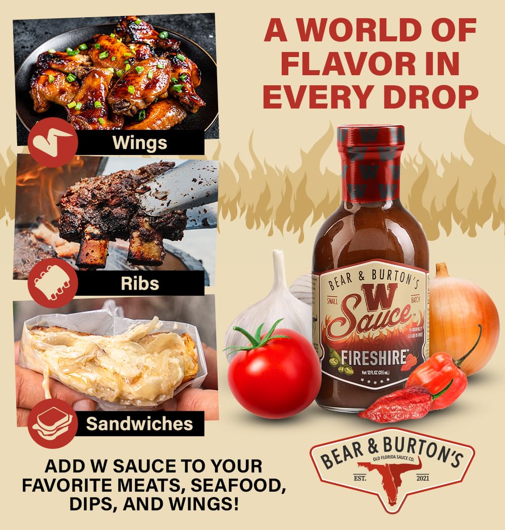 Fireshire W Sauce being poured for a spicy-sweet dressing.