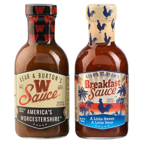 Old Florida Sauce Co. W Sauce bottle closeup showcases bold flavor for beef and dressings.