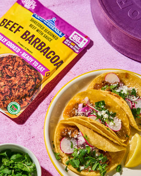 Old Hacienda Beef Barbacoa provides 18g protein per serving.