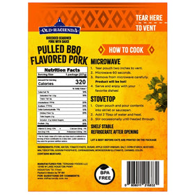 Old Hacienda Pulled BBQ Pork shredded in a bowl, ready to heat.