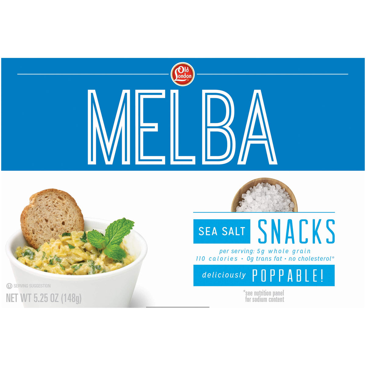 Old London Melba Snacks sea salt served with toppings on a plate for snack pairing.
