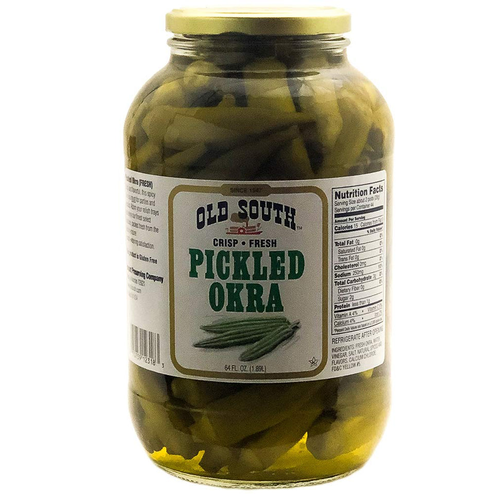 Old South Pickled Okra 64oz jar for parties and bold snacking