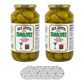 Old South Tomolives jar pair on shelf ideal as cocktail garnish and snack