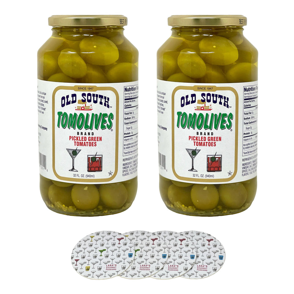 Old South Tomolives jar pair on shelf ideal as cocktail garnish and snack