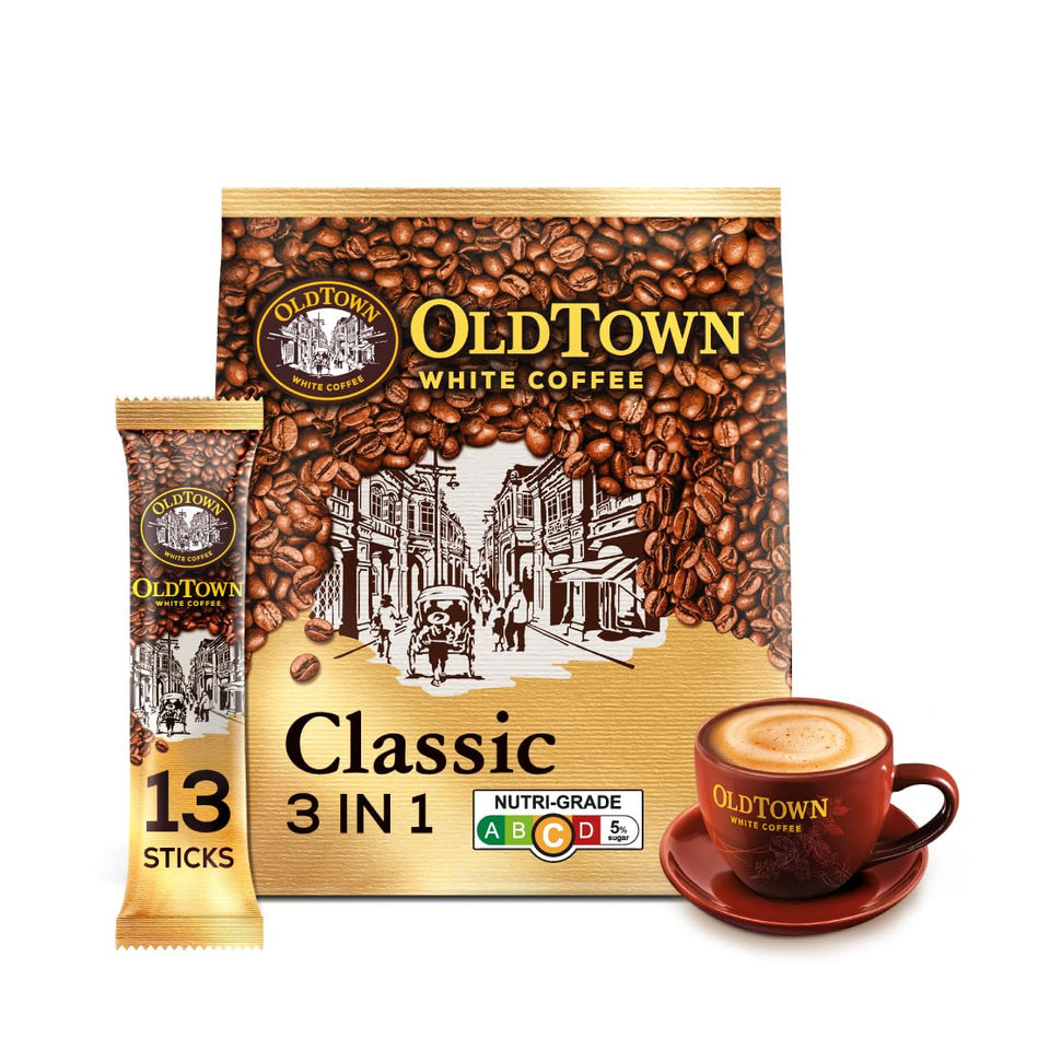 Old Town 3-in-1 Classic White Coffee packet for quick, creamy coffee at home