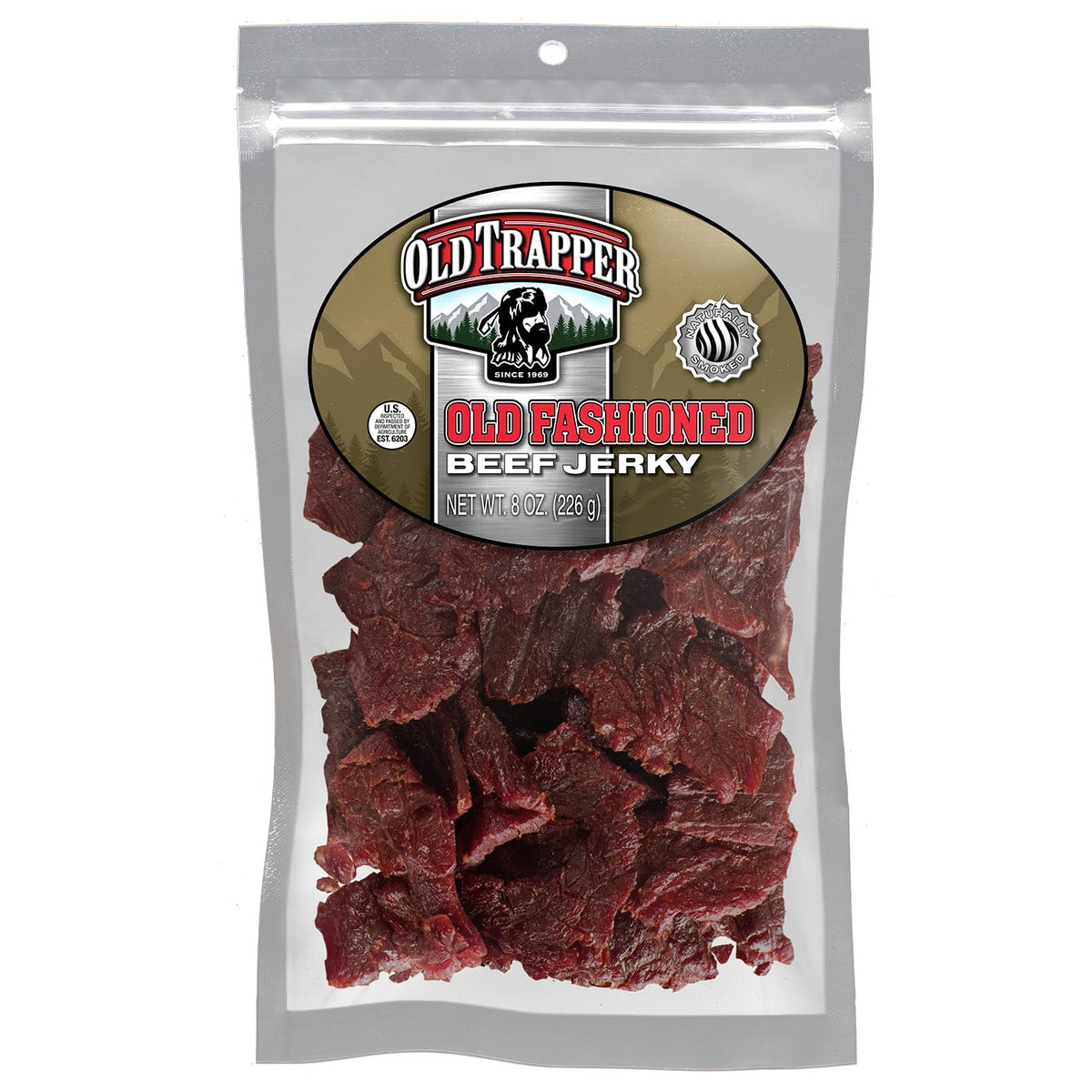 Old Trapper beef jerky bag-front shows a protein-rich snack for lunches